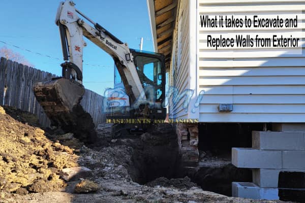 What it takes to excavate and replace walls from foundation exterior